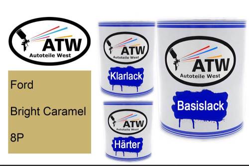 Ford, Bright Caramel, 8P: 1L Lackdose + 1L Klarlack + 500ml Härter - Set, von ATW Autoteile West.